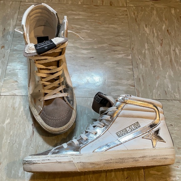 Golden Goose White and Brown High-Top Sneakers - Picture 4 of 15